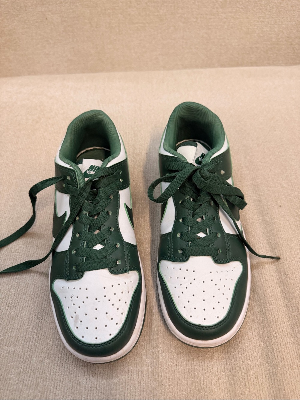 Nike Green and White Low-Top Sneakers